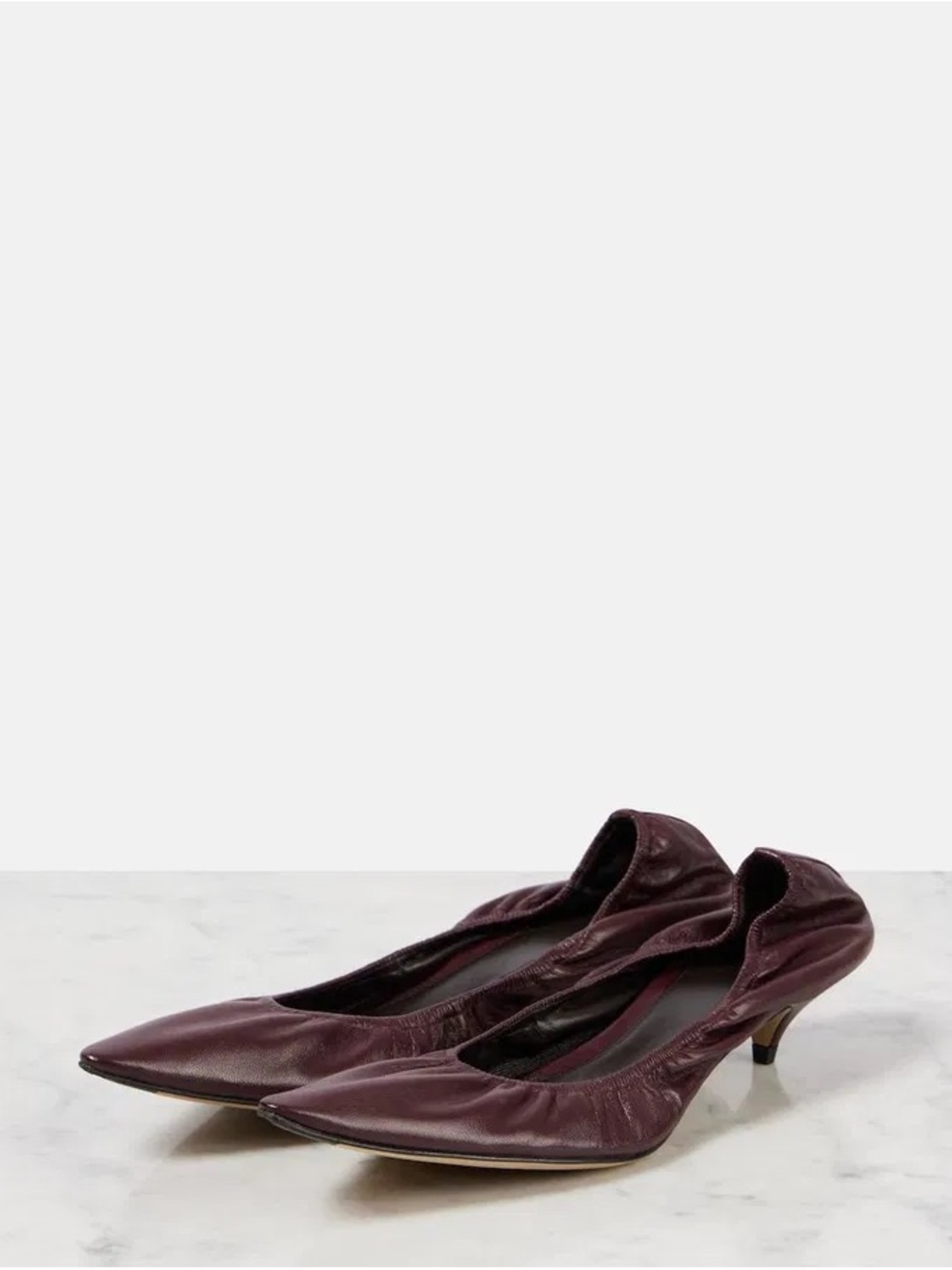 The Row Burgundy Pointed-Toe Kitten Heel Liisa Pump
